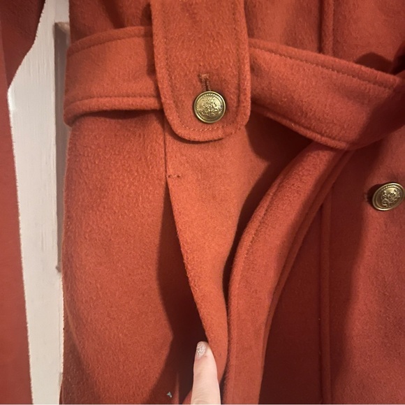 LIZ CLAIBORNE Peacoat w/ Detachable Faur Fur Trimmed Hood in Burnt Orange: Sz S - Picture 3 of 8